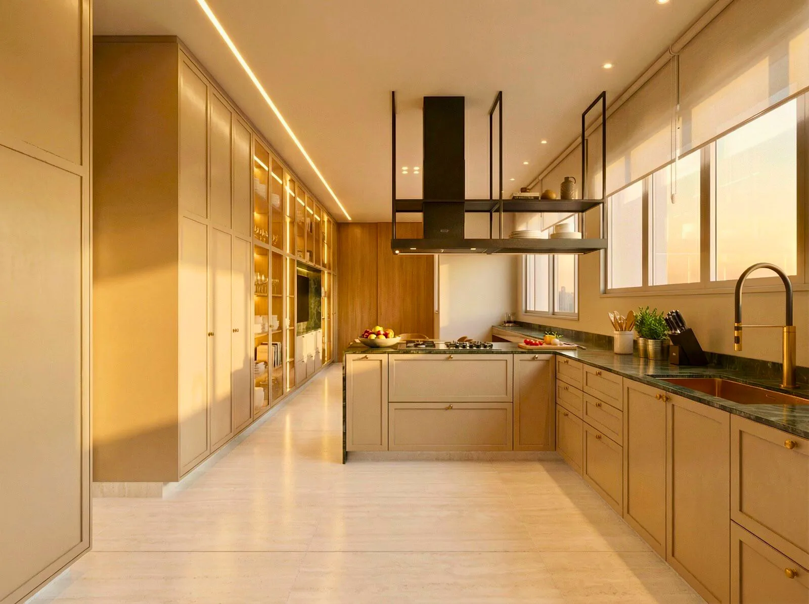 Perspectiva ilustrativa da cozinha proposta no estudo de modernização